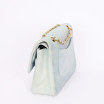 Ultra-Rare Chanel Medium Suede Classic Double Flap Stone Baby Blue 1993 24K GP