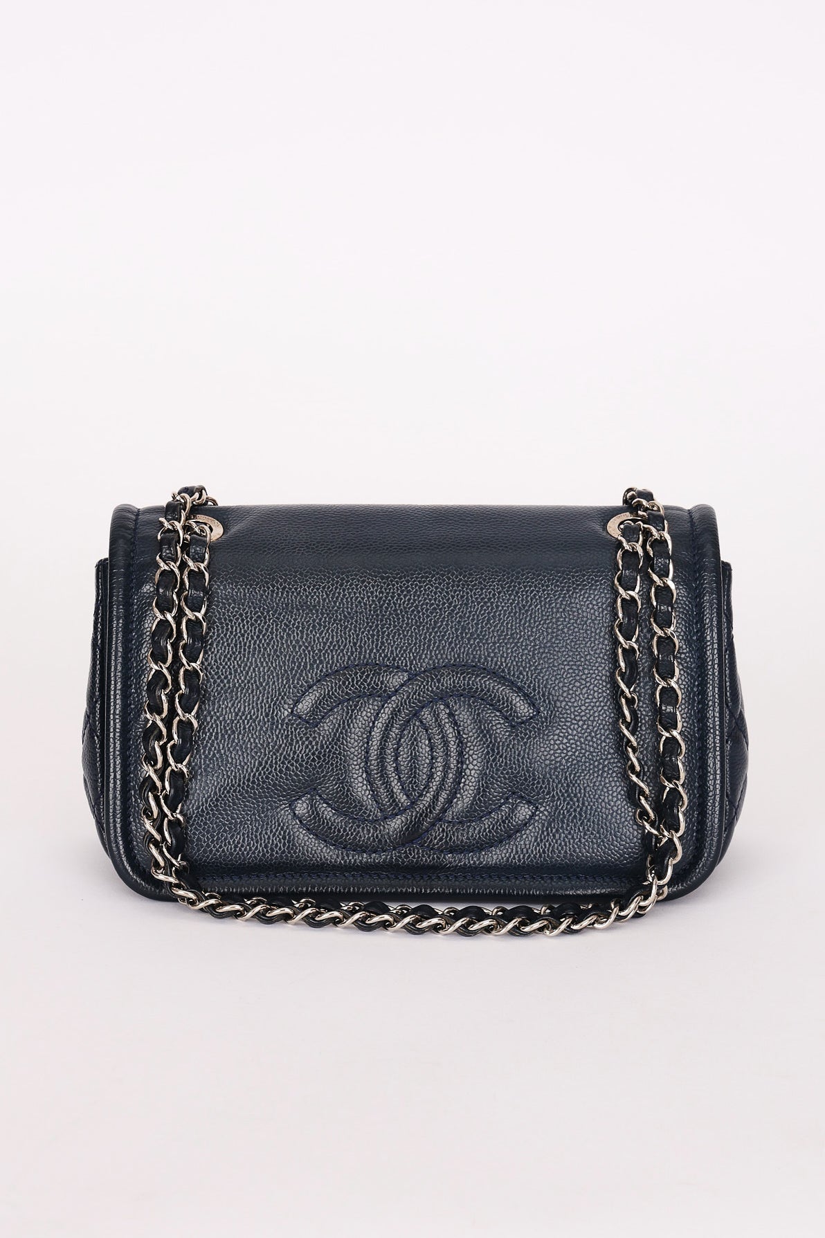 Chanel Timeless CC Single Flap Navy Caviar SHW