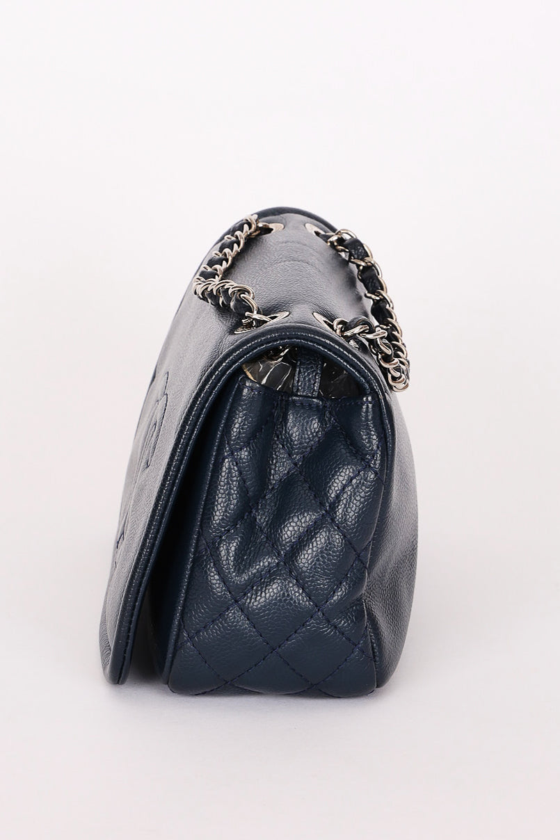 Chanel Timeless CC Single Flap Navy Caviar SHW