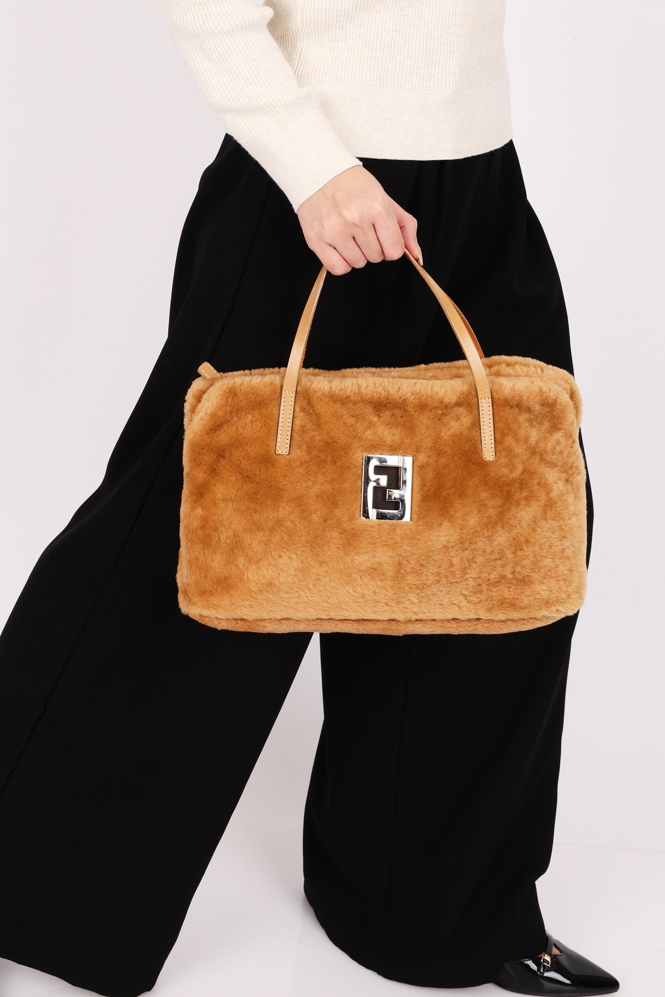 Fendi Shearling Top Handle Bag