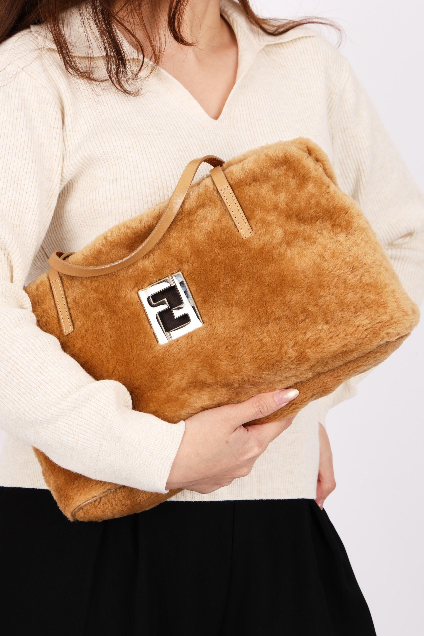 Fendi Shearling Top Handle Bag