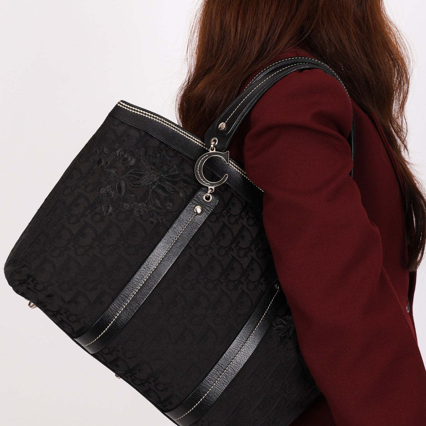 Dior Trotter Floral Embroidered Shoulder Bag