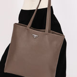 Prada Large Leather Tote Gray