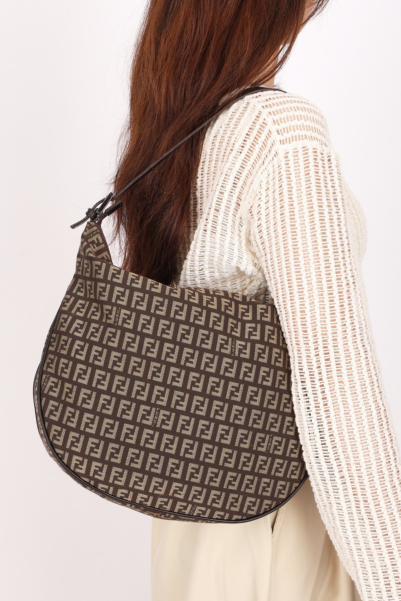Fendi Zucchino Half Moon Hobo