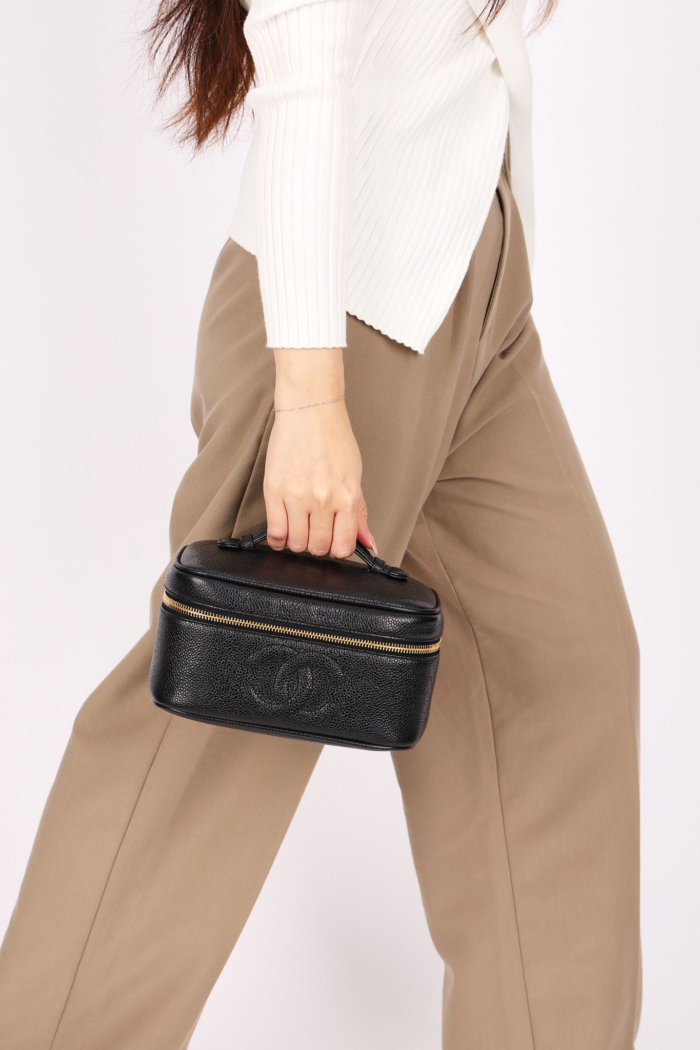 Chanel Timeless Vanity Bag Black Caviar Leather 24K GP