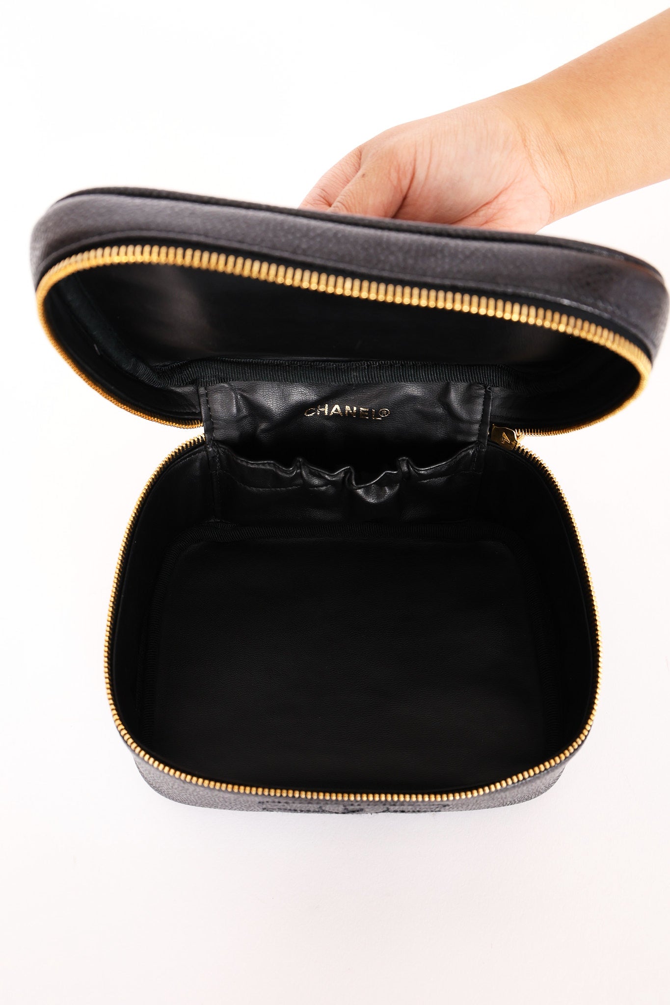 Chanel Timeless Vanity Bag Black Caviar Leather 24K GP