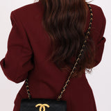 Chanel XL Logo Mini Flap Black Satin 24K GP