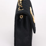 Chanel XL Logo Mini Flap Black Satin 24K GP