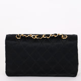 Chanel XL Logo Mini Flap Black Satin 24K GP