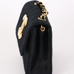 Chanel XL Logo Mini Flap Black Satin 24K GP