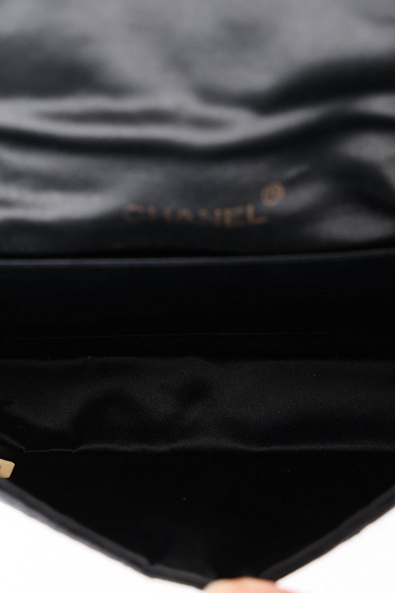 Chanel XL Logo Mini Flap Black Satin 24K GP