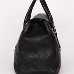 Chanel Turnlock Flap Top Handle Bag Black Calfskin SHW