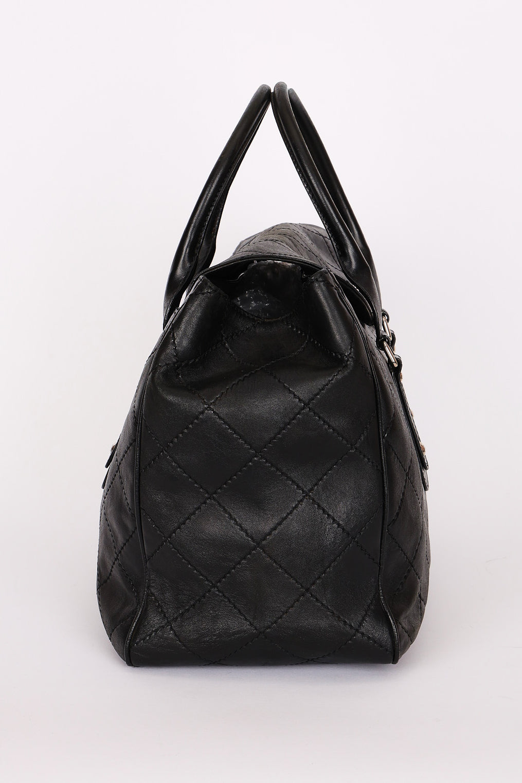 Chanel Turnlock Flap Top Handle Bag Black Calfskin SHW