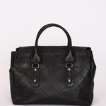 Chanel Turnlock Flap Top Handle Bag Black Calfskin SHW