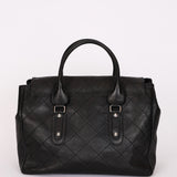 Chanel Turnlock Flap Top Handle Bag Black Calfskin SHW