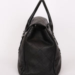 Chanel Turnlock Flap Top Handle Bag Black Calfskin SHW