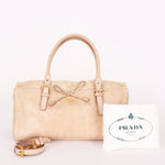 Prada Bow Top Handle Shopping Bag Beige Vitello Shine