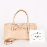 Prada Bow Top Handle Shopping Bag Beige Vitello Shine