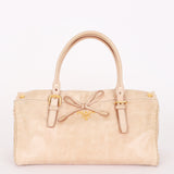 Prada Bow Top Handle Shopping Bag Beige Vitello Shine