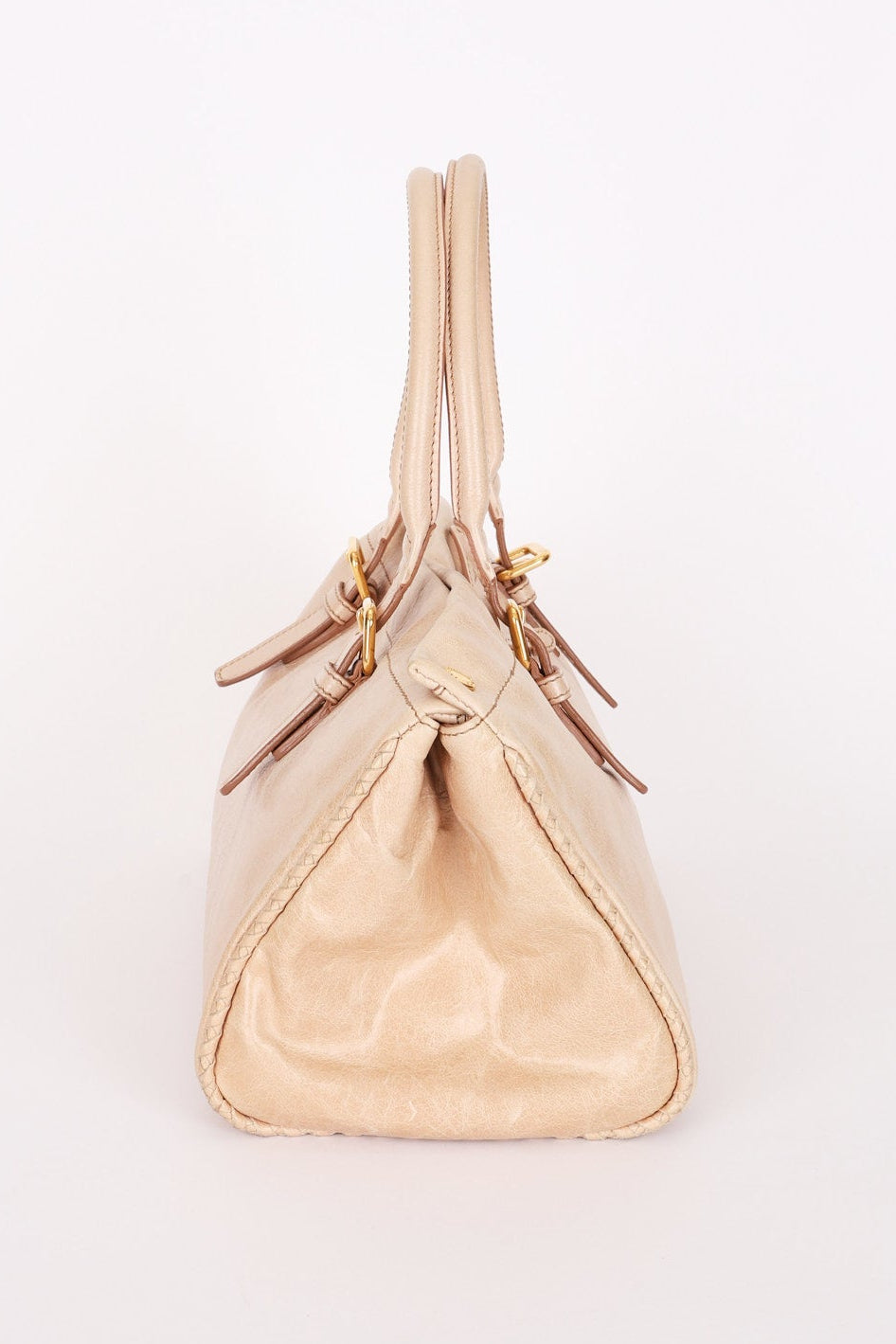 Prada Bow Top Handle Shopping Bag Beige Vitello Shine