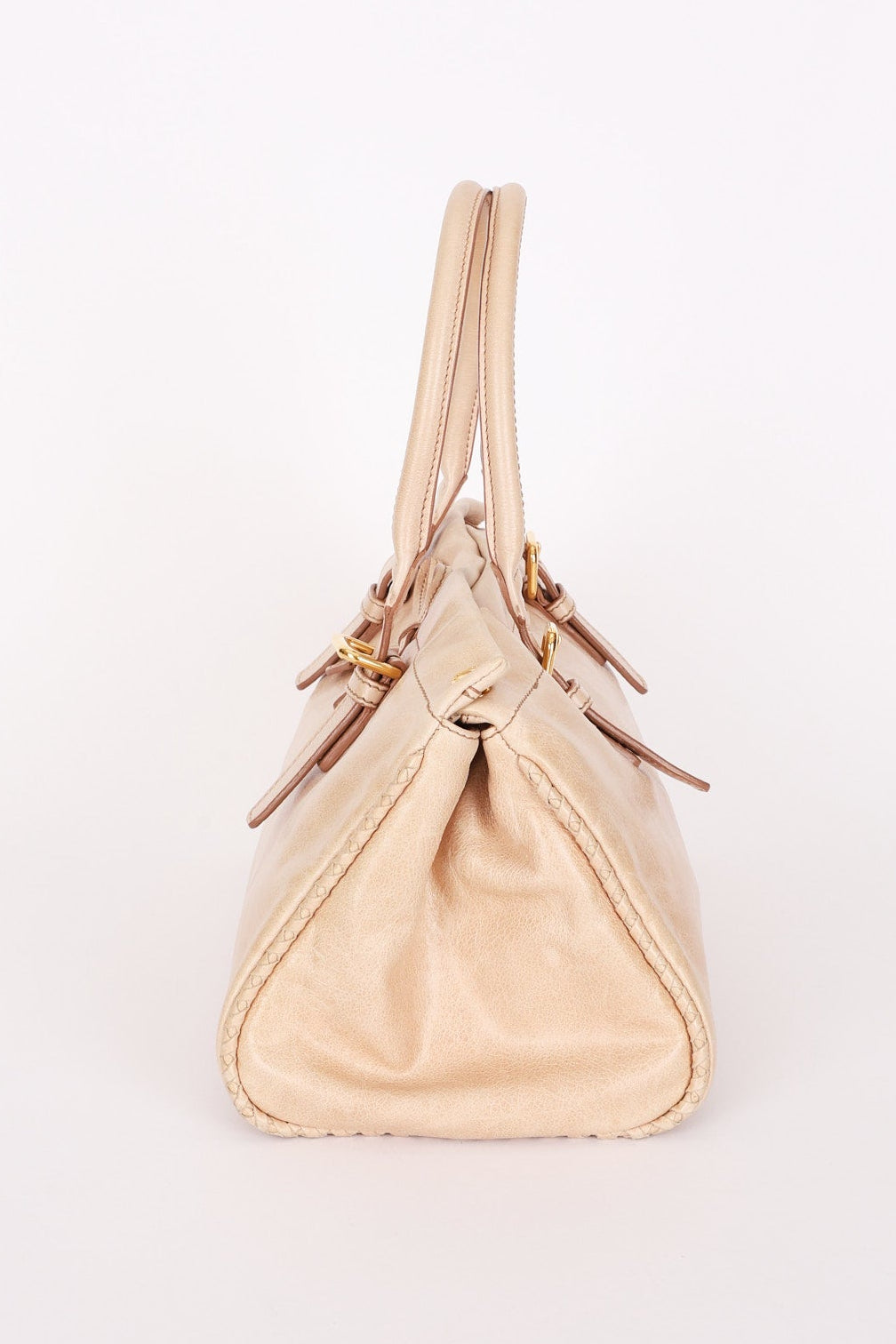Prada Bow Top Handle Shopping Bag Beige Vitello Shine
