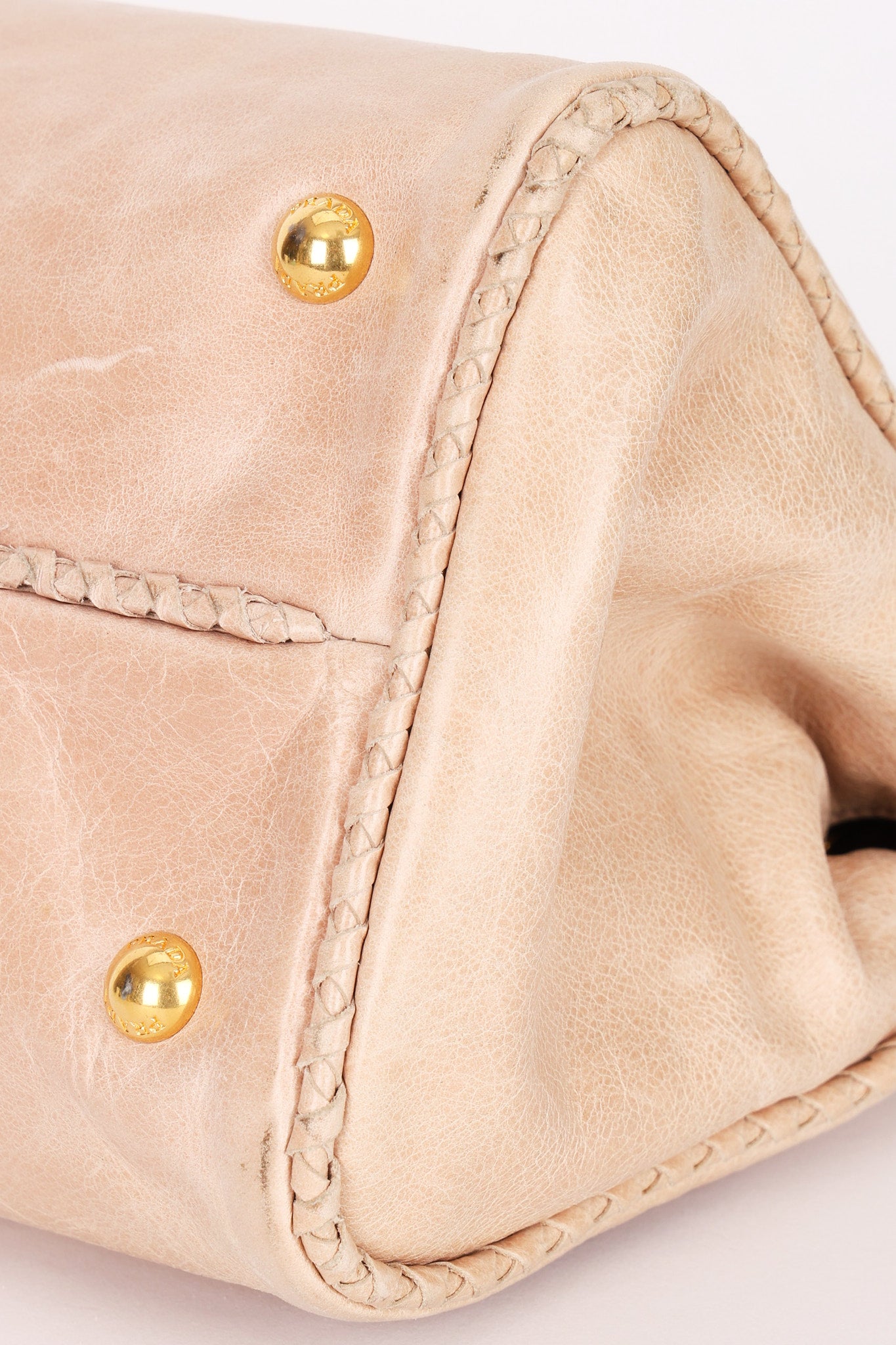 Prada Bow Top Handle Shopping Bag Beige Vitello Shine