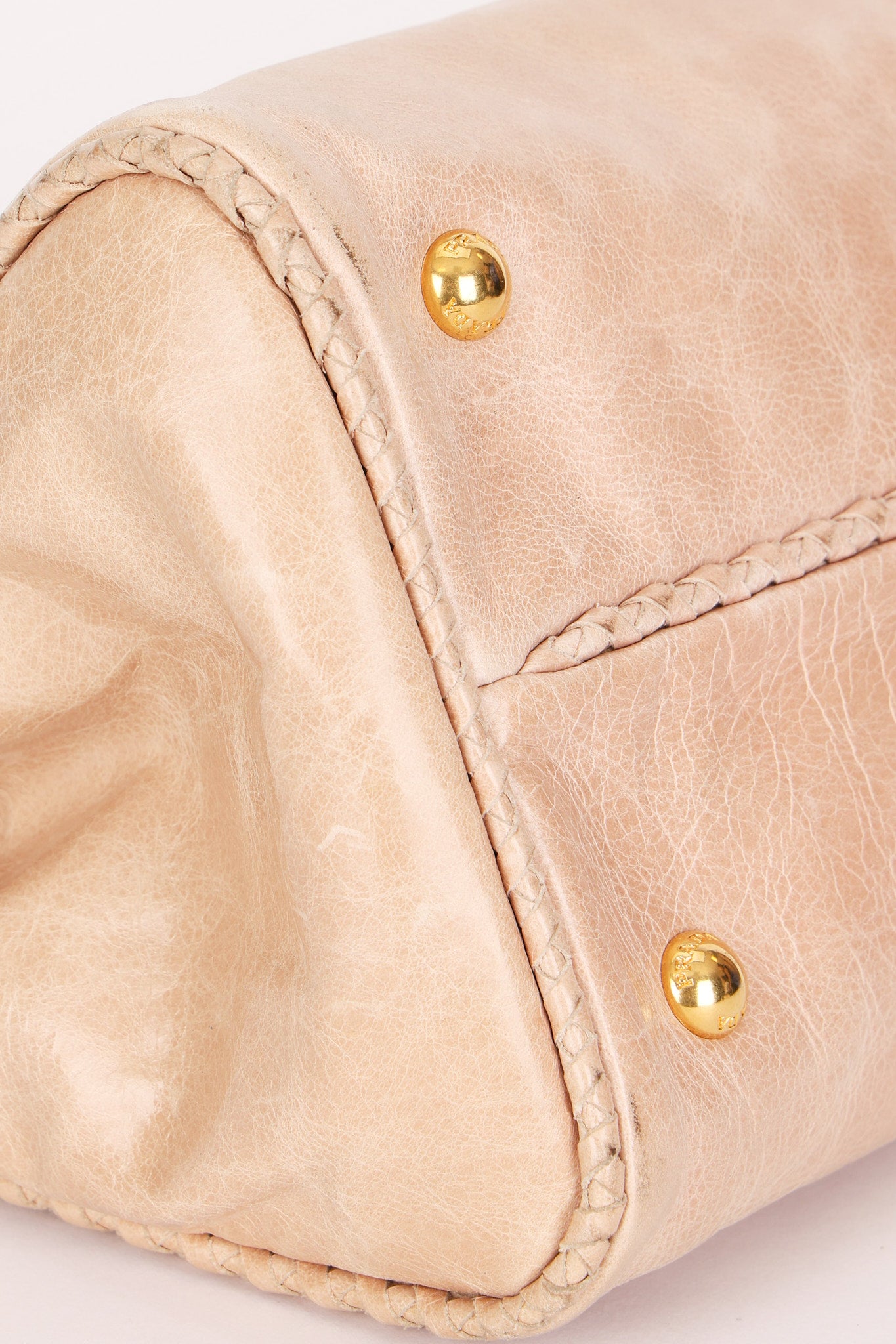 Prada Bow Top Handle Shopping Bag Beige Vitello Shine