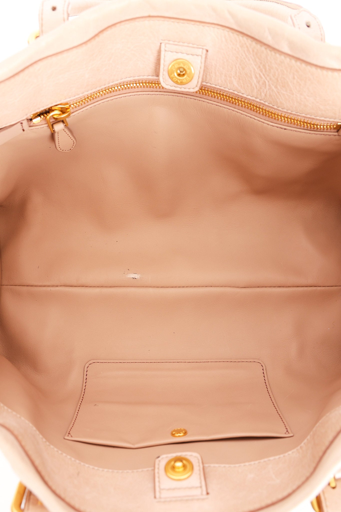 Prada Bow Top Handle Shopping Bag Beige Vitello Shine