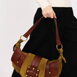Yves Saint Laurent Rive Gauche Shoulder Bag Green Suede