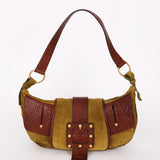 Yves Saint Laurent Rive Gauche Shoulder Bag Green Suede
