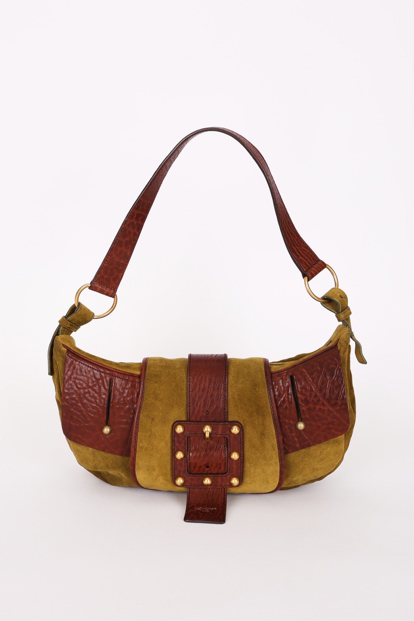 Yves Saint Laurent Rive Gauche Shoulder Bag Green Suede