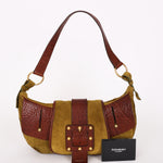 Yves Saint Laurent Rive Gauche Shoulder Bag Green Suede
