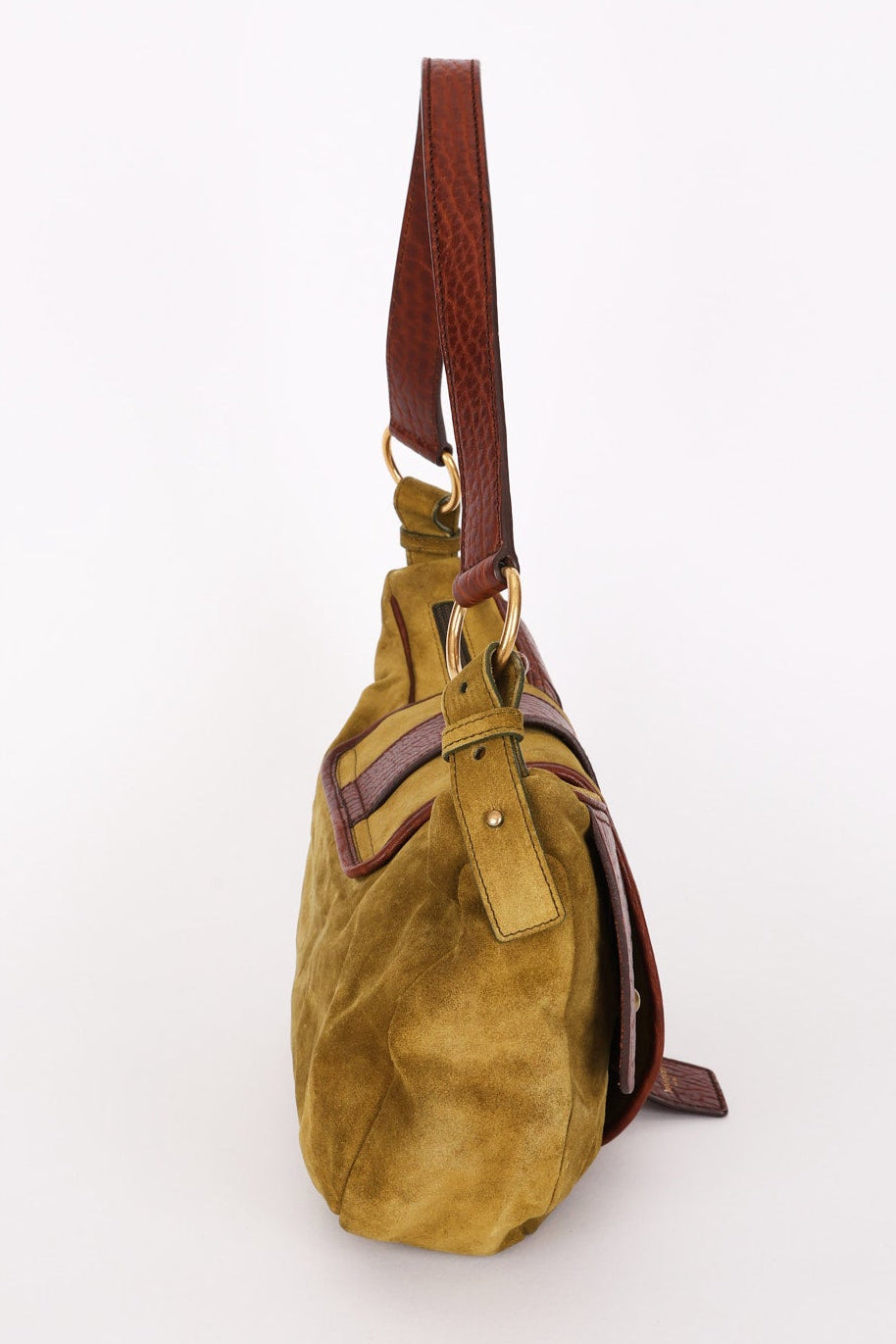 Yves Saint Laurent Rive Gauche Shoulder Bag Green Suede