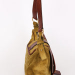 Yves Saint Laurent Rive Gauche Shoulder Bag Green Suede