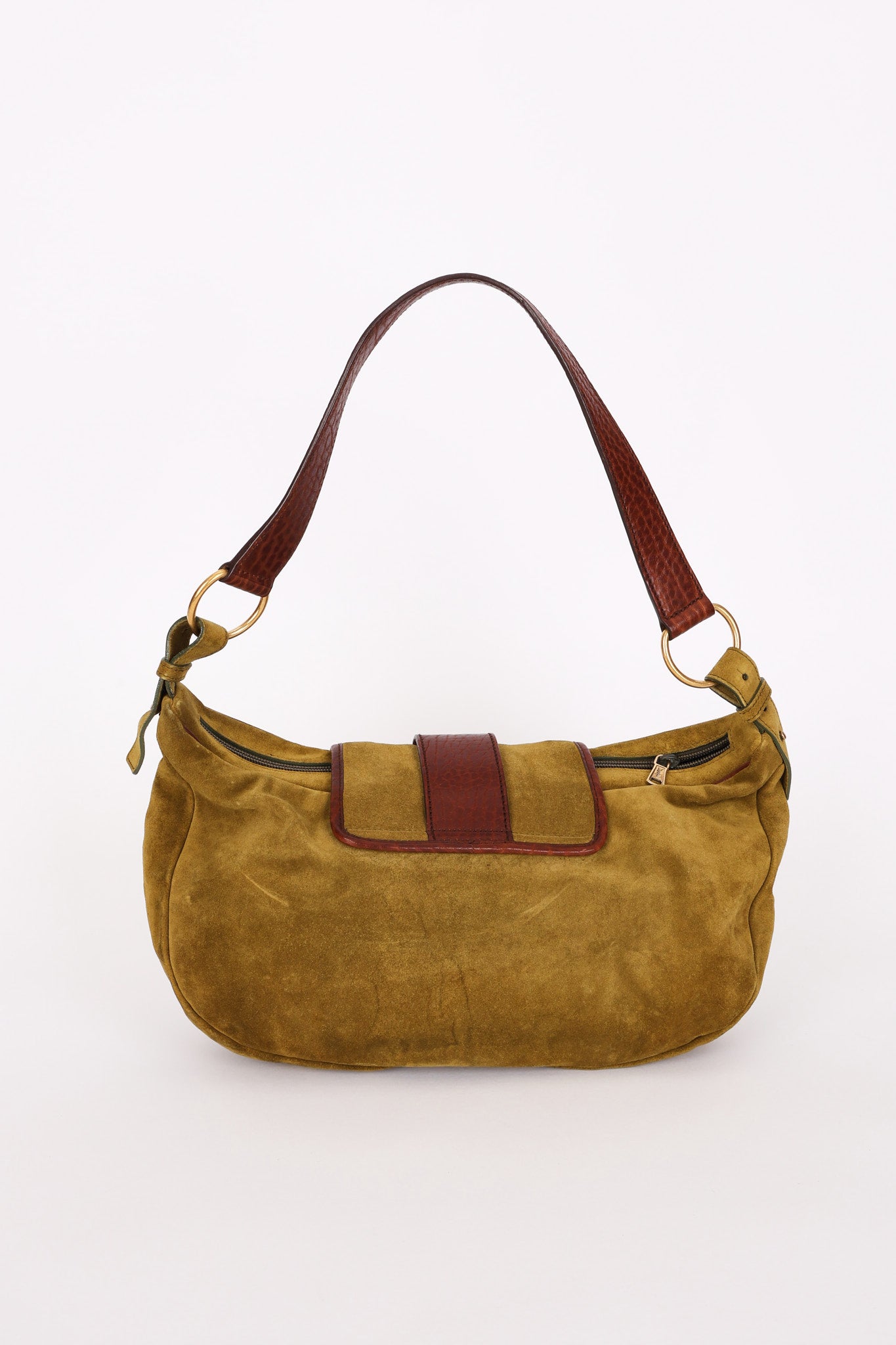 Yves Saint Laurent Rive Gauche Shoulder Bag Green Suede