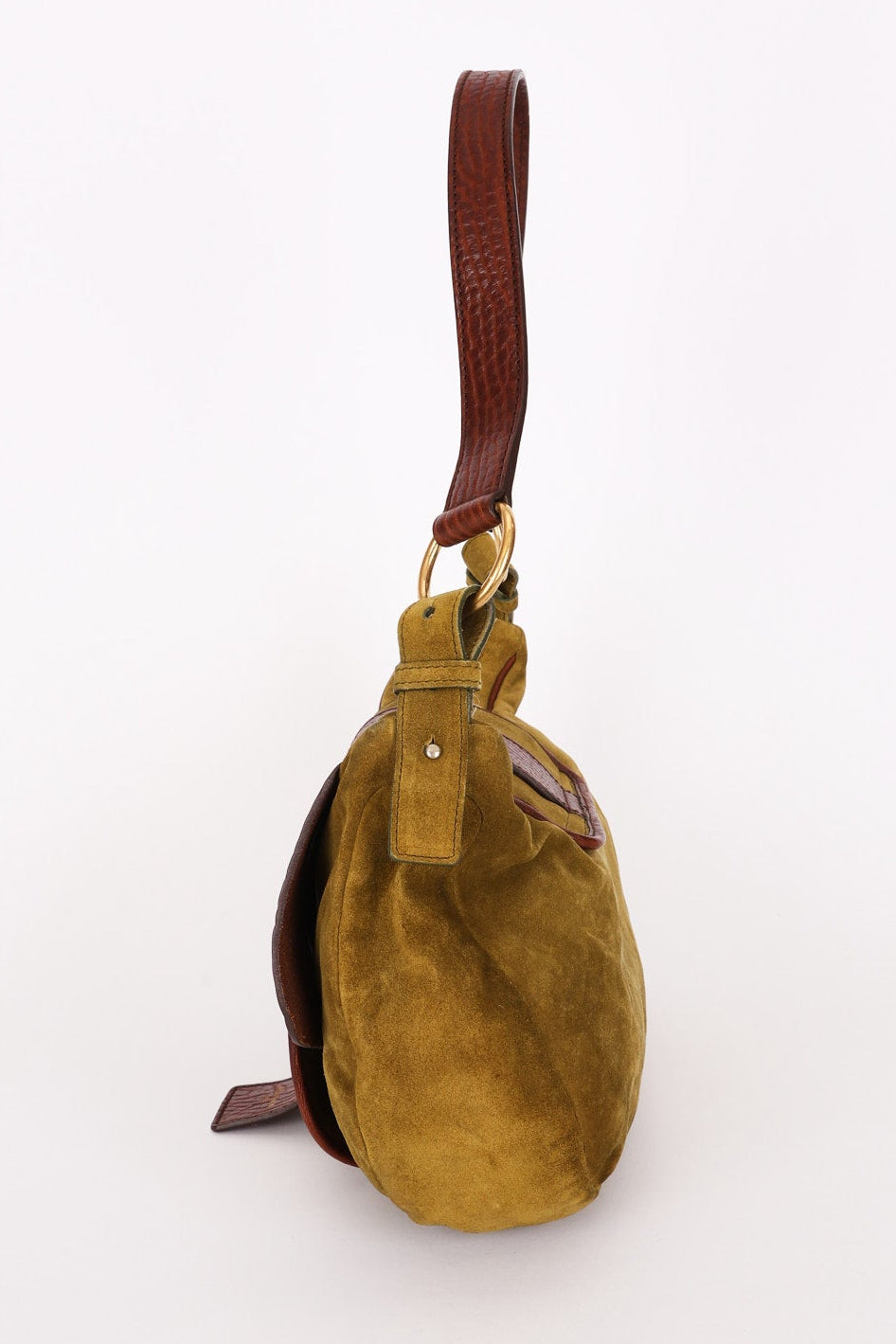 Yves Saint Laurent Rive Gauche Shoulder Bag Green Suede