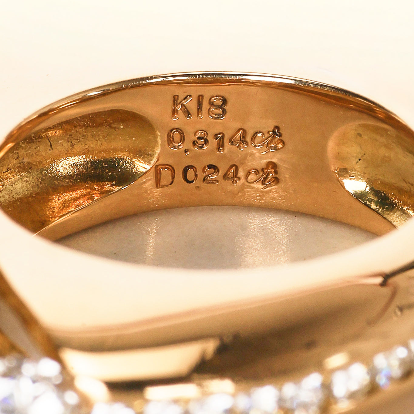 18K Yellow Gold Channel Set Accent Band Ring, Size US 5