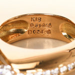 18K Yellow Gold Channel Set Accent Band Ring, Size US 5
