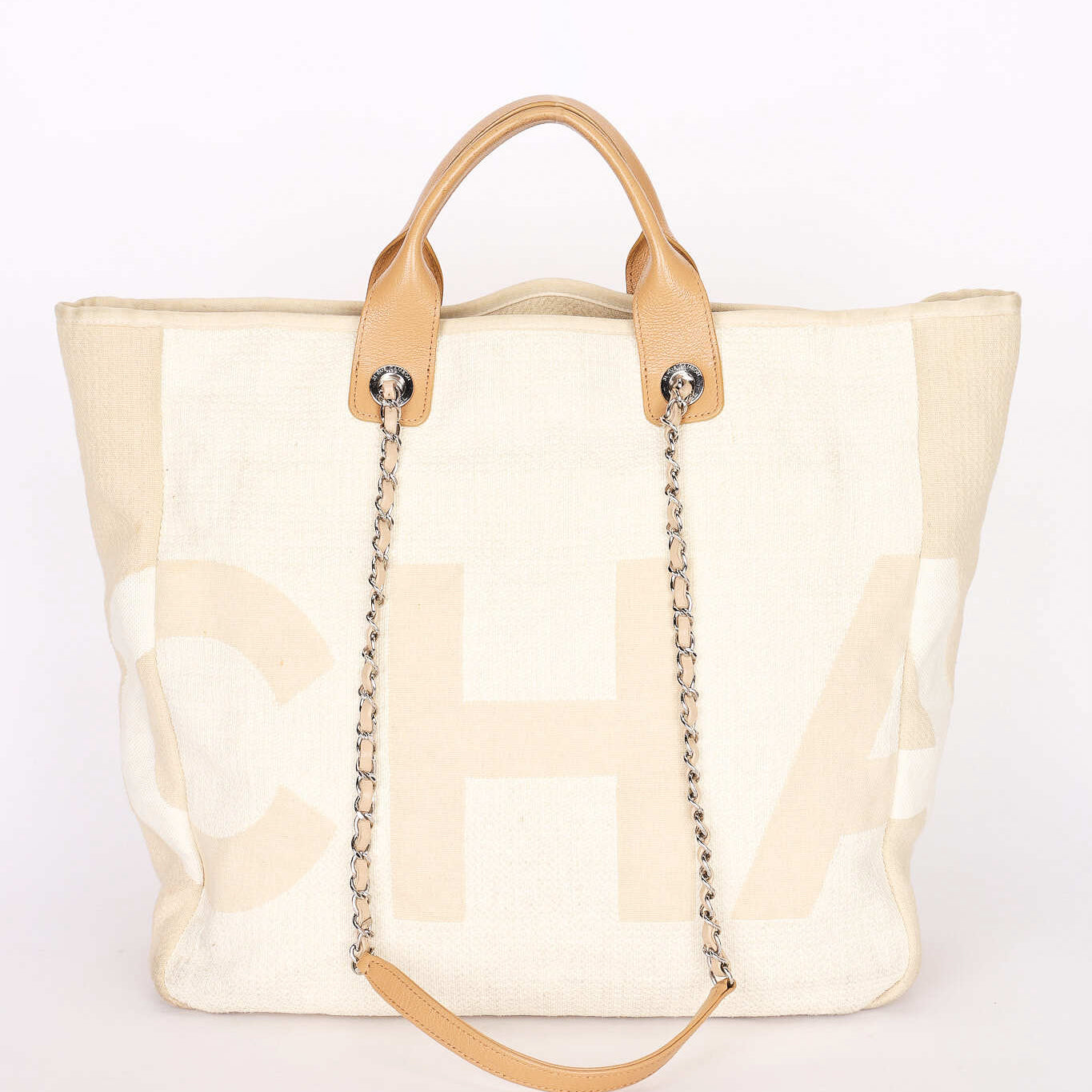Chanel Deauville Tote Cream 2018 SHW