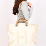 Chanel Deauville Tote Cream 2018 SHW