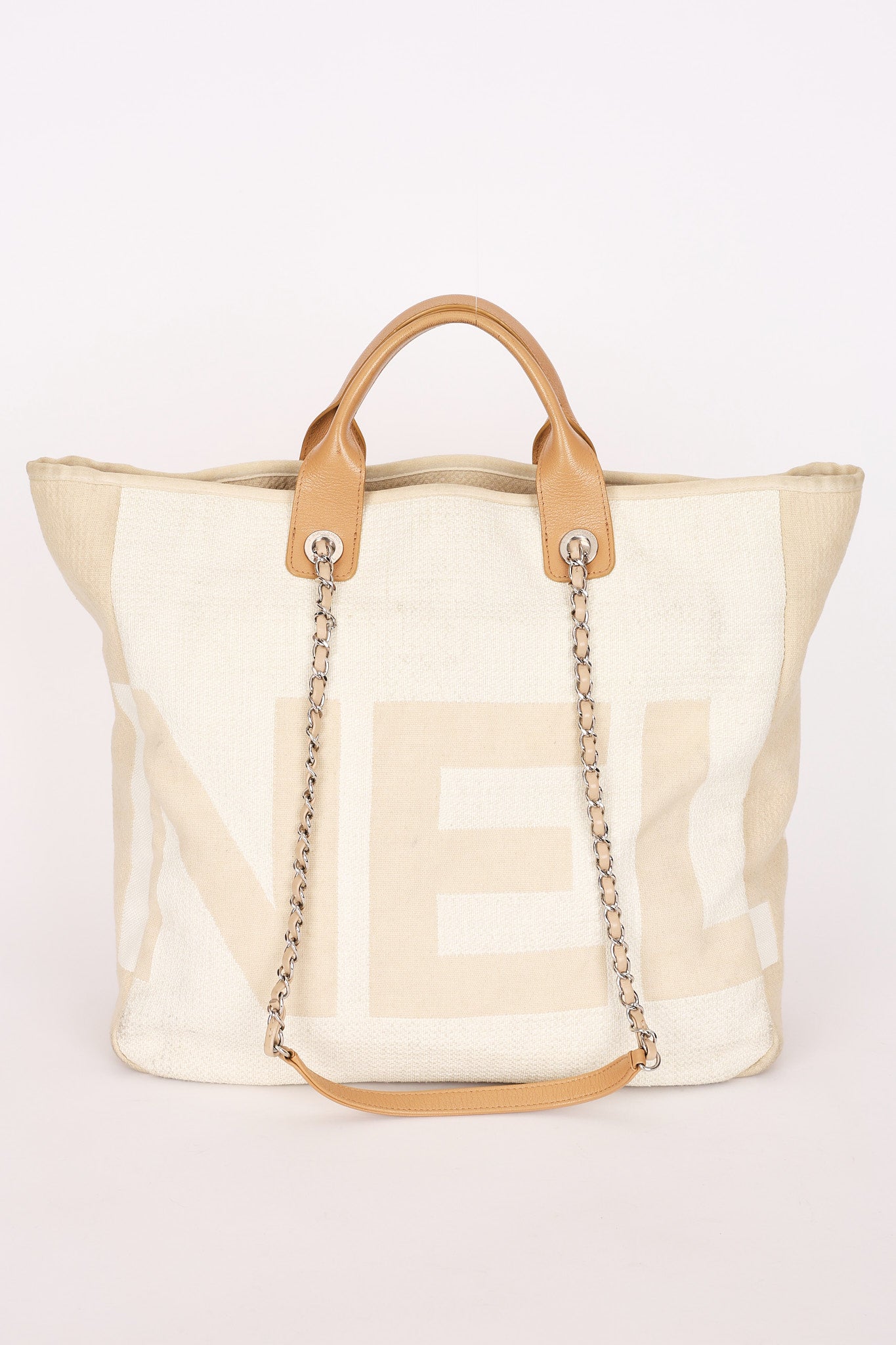 Chanel Deauville Tote Cream SHW