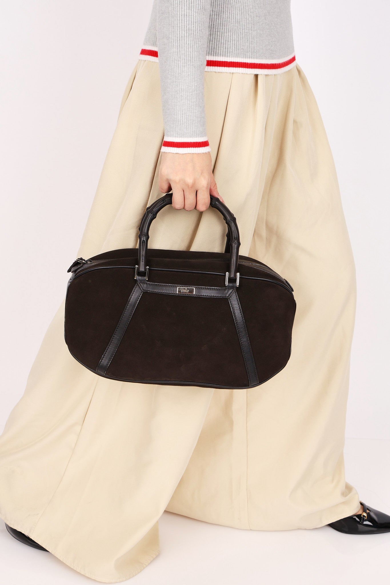 Gucci Bamboo Top Handle Bag Suede