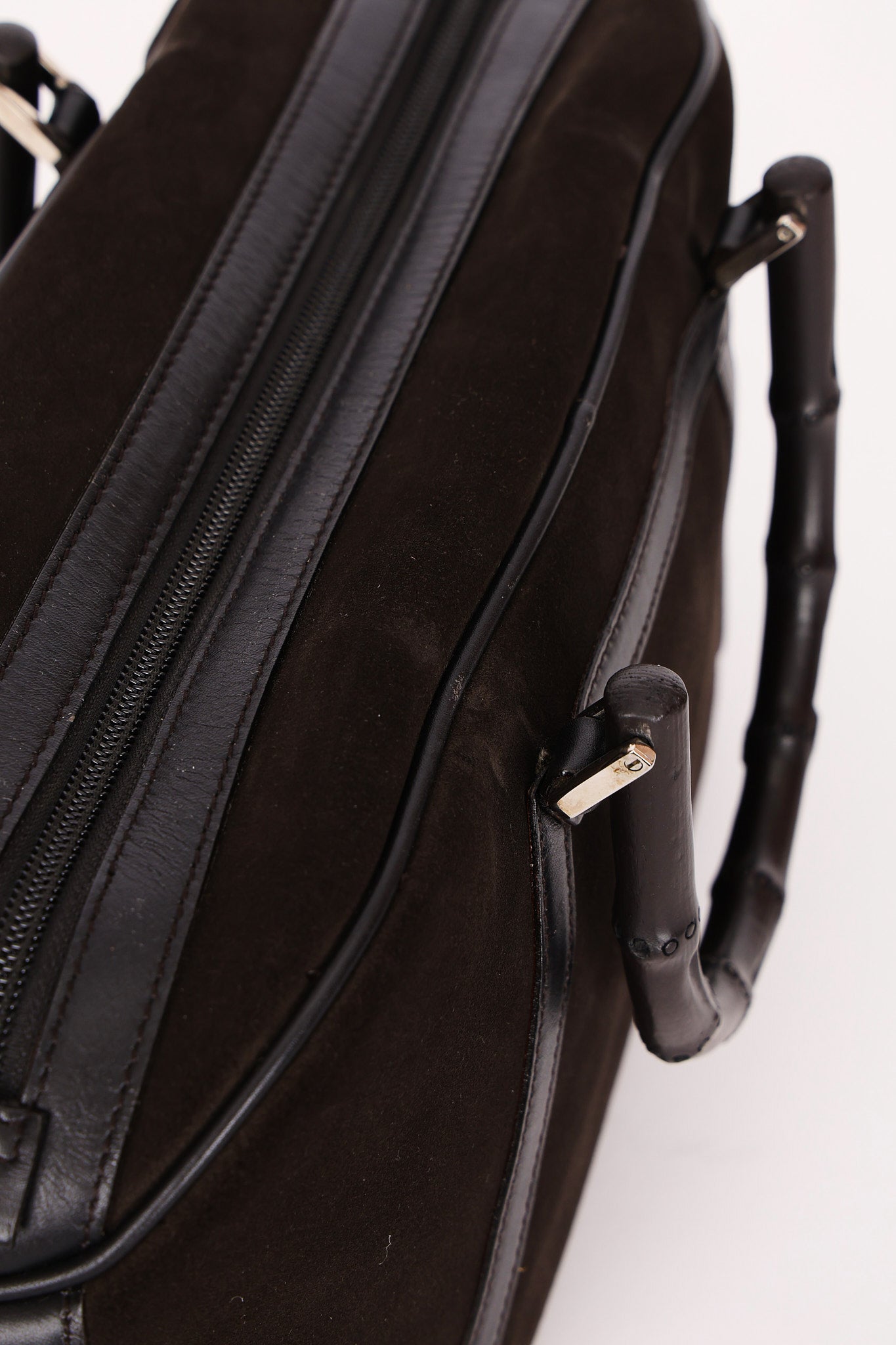 Gucci Bamboo Top Handle Bag Suede