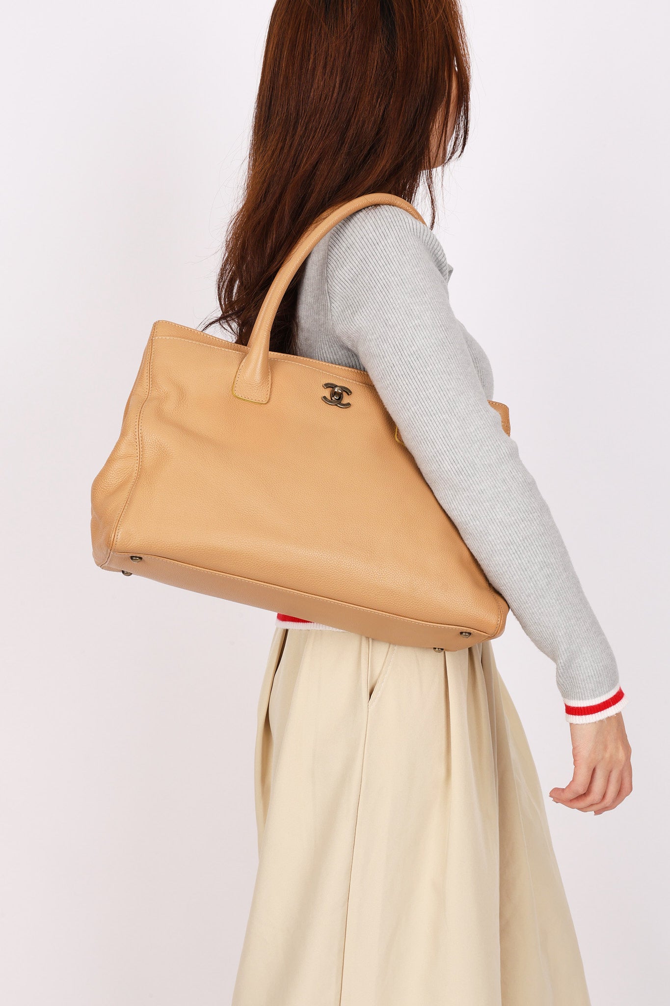 Chanel Cerf Executive Tote Beige RHW