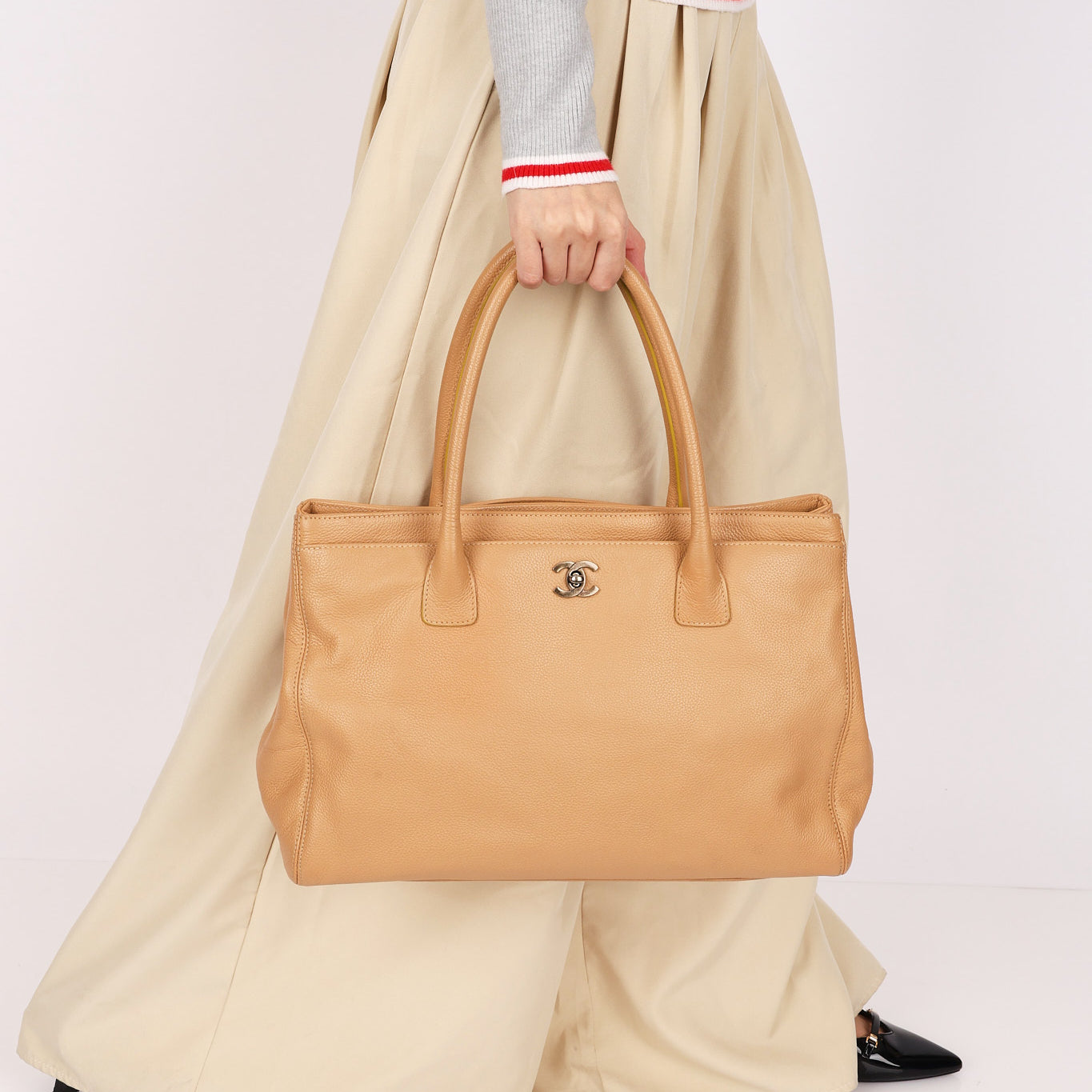 Chanel Cerf Executive Tote Beige RHW