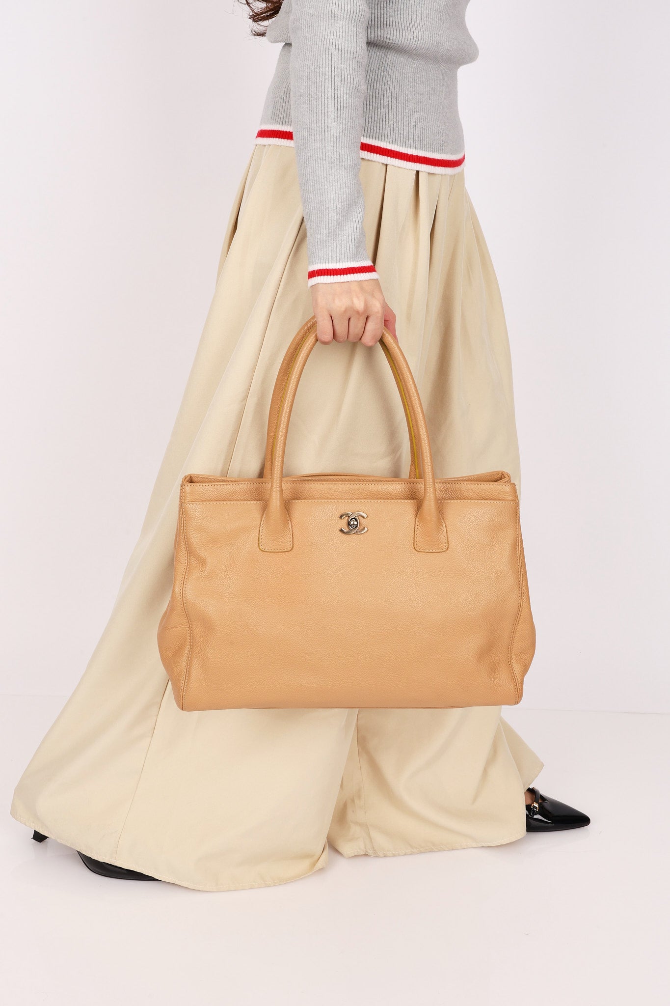 Chanel Cerf Executive Tote Beige RHW