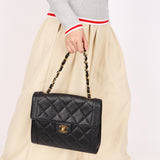 Chanel Diana Frame Single Flap Black Caviar 24K GP