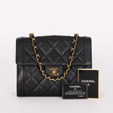 Chanel Diana Frame Single Flap Black Caviar 24K GP