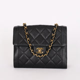 Chanel Diana Frame Single Flap Black Caviar 24K GP