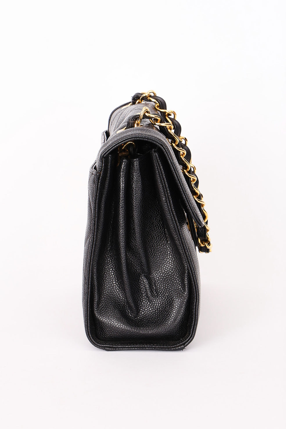 Chanel Diana Frame Single Flap Black Caviar 24K GP